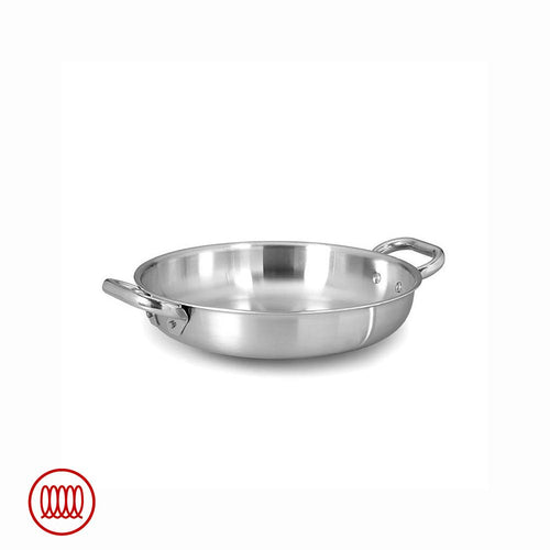 Agnelli Alu-Inox 3-ply Tegame Basso Induzione Con Due Maniglie In AluInox Satinato