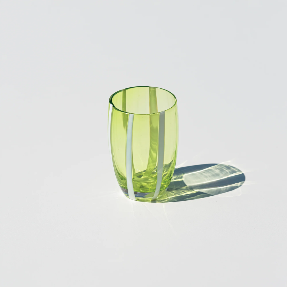 32 cl - Gessato Water Glass with Stripes in Handcrafted Glass - Set 6 Pieces