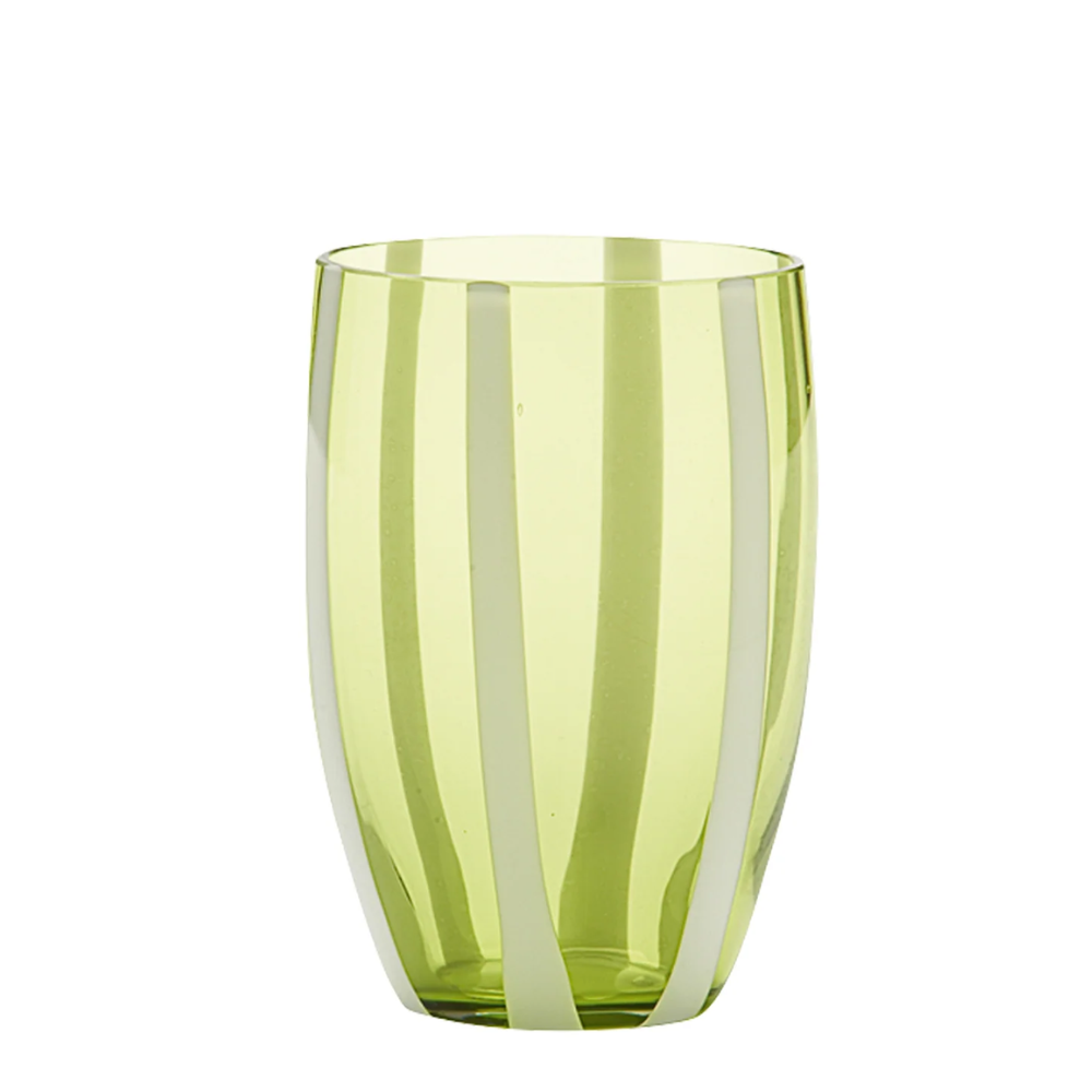 32 cl - Gessato Water Glass with Stripes in Handcrafted Glass - Set 6 Pieces