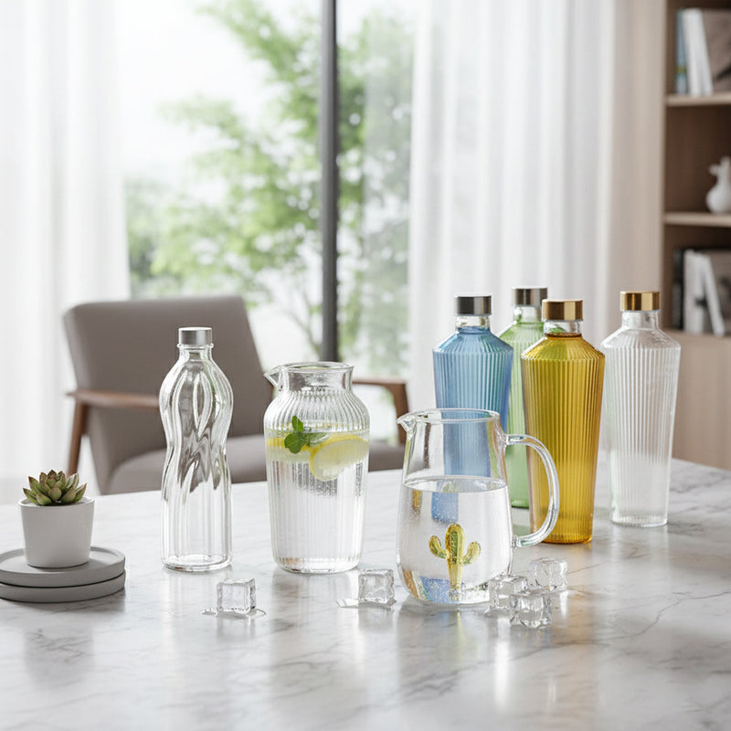 Glaskaraffe, Krug oder Glasflasche: Leitfaden zur idealen Wahl