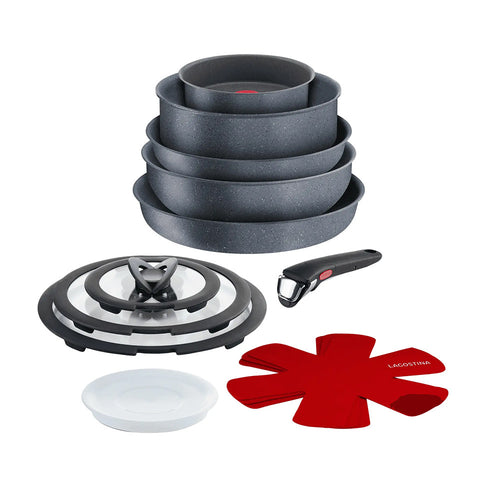 Lagostina Ingenio Mineralis Batteria Pentole Con Accessori In Acciaio Inox - Set 13 Pz