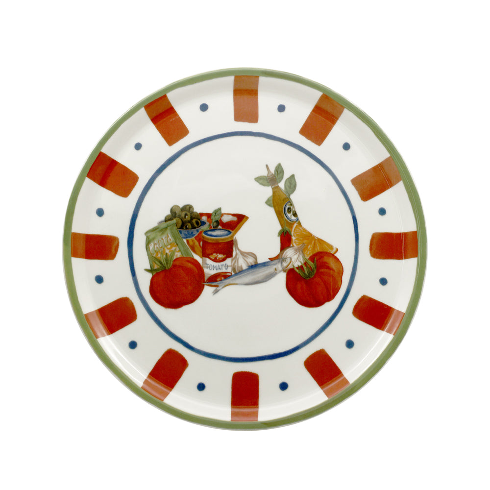 31 cm - Saturnia Pizza Handmade Piatto Pizza 3 Decori In Porcellana Set 6 Pz