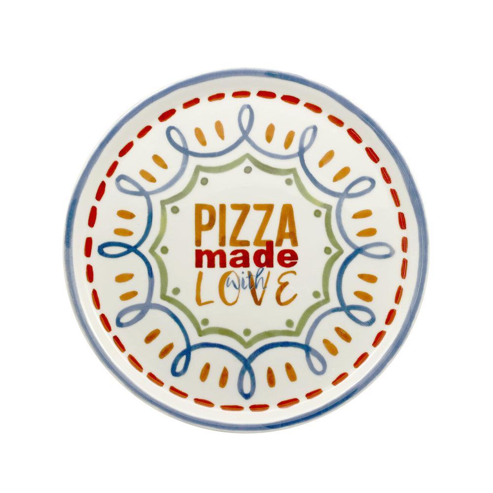 33 cm - Saturnia Pizza Handmade Piatto Pizza 3 Decori In Porcellana Set 6 Pz