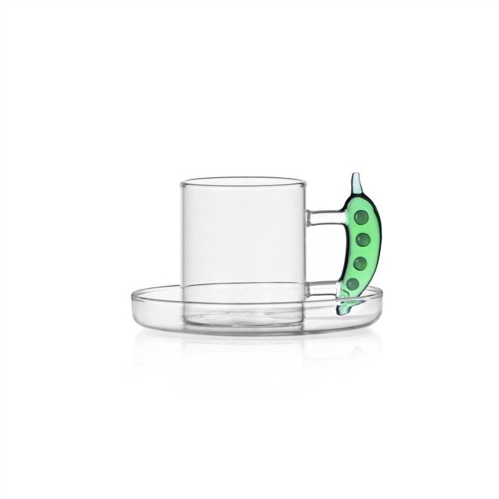 30 cl - Ichendorf Vegetables Tazza Caffè Con Piattino In Vetro Borosilicato