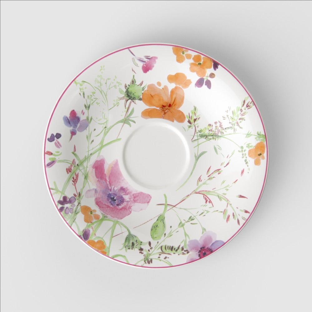 19 cm - Villeroy & Boch Mariefleur Basic Piattino Tazza Cappuccino In Porcellana Premium - Set 6 Pz