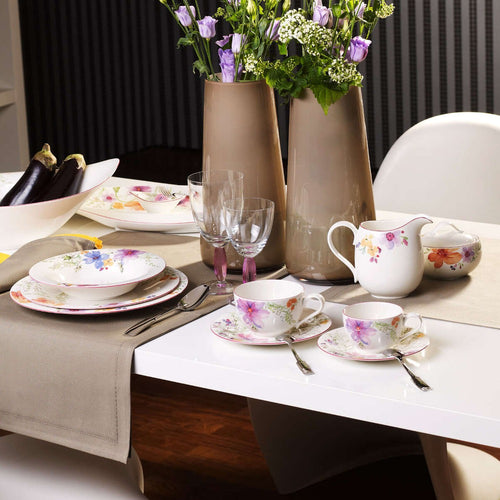 16.7 cm - Villeroy & Boch Mariefleur Basic Piattino Tazza Tè In Porcellana Premium - Set 6 Pz