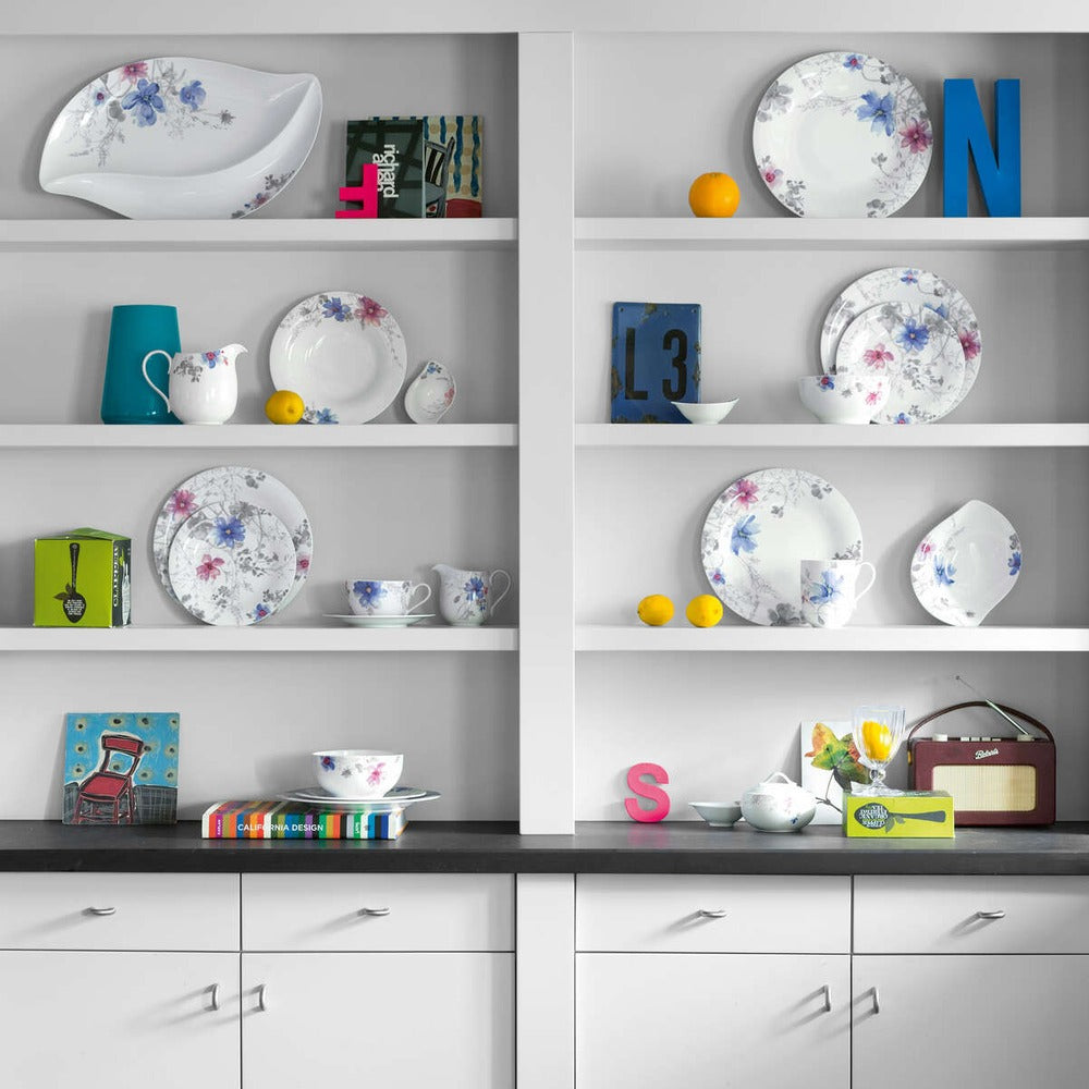 26.8 cm - Villeroy & Boch Mariefleur Gris Basic Piatto Piano In Porcellana Premium - Set 6 Pz