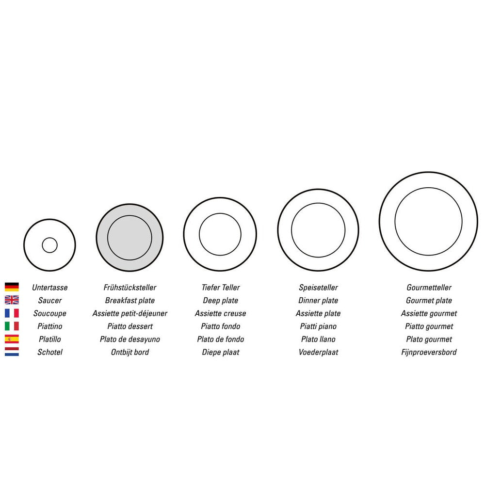 21.5 cm - Villeroy & Boch Mariefleur Gris Basic Piatto Dessert In Porcellana Premium - Set 6 Pz