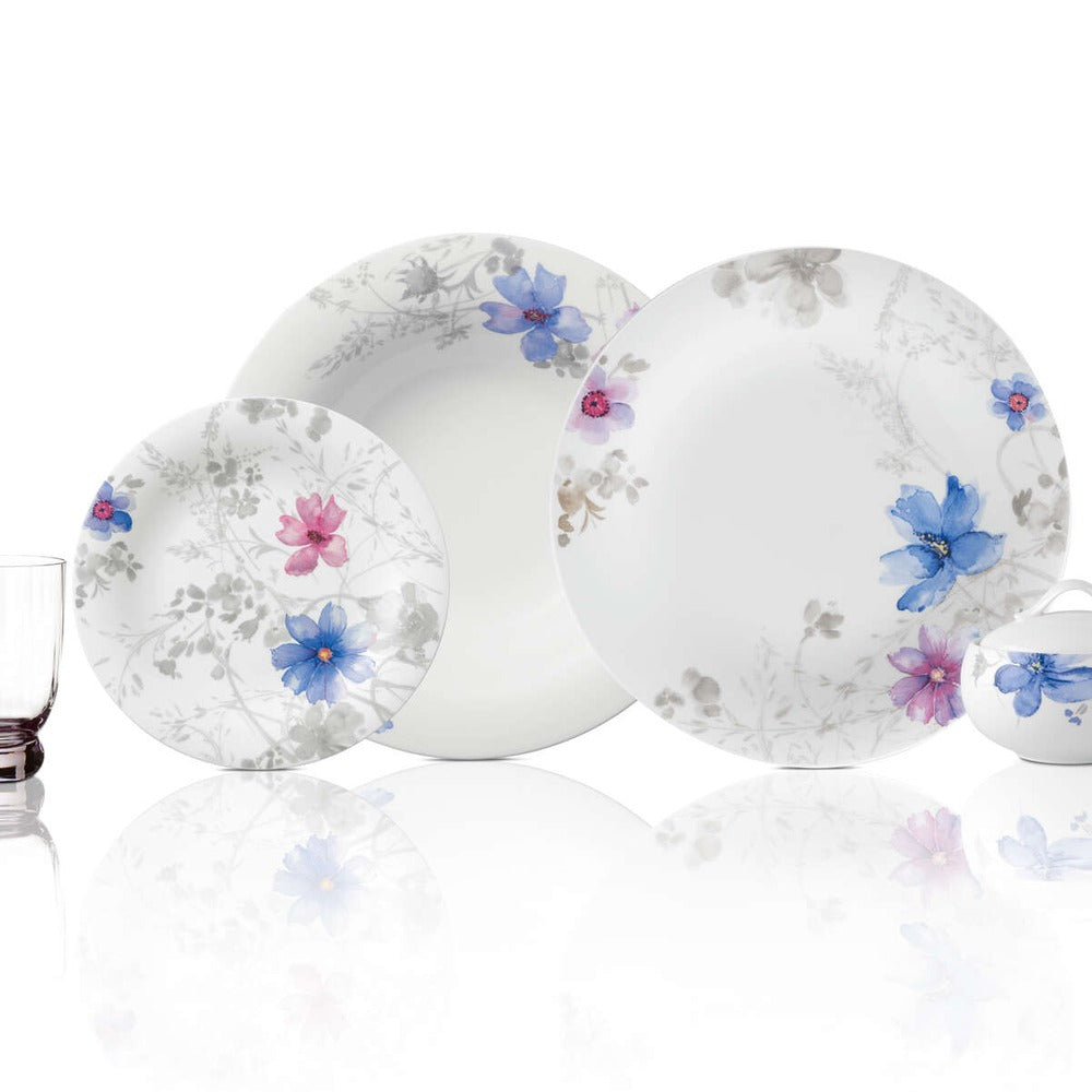 21 cl - Villeroy & Boch Mariefleur Gris Basic Piatto Fondi In Porcellana Premium - Set 6 Pz