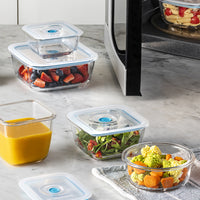 12x12 cm - Frigoverre Smart Hoher Quadratischer Lebensmittelbehälter Mit Frischeventil Aus Glas