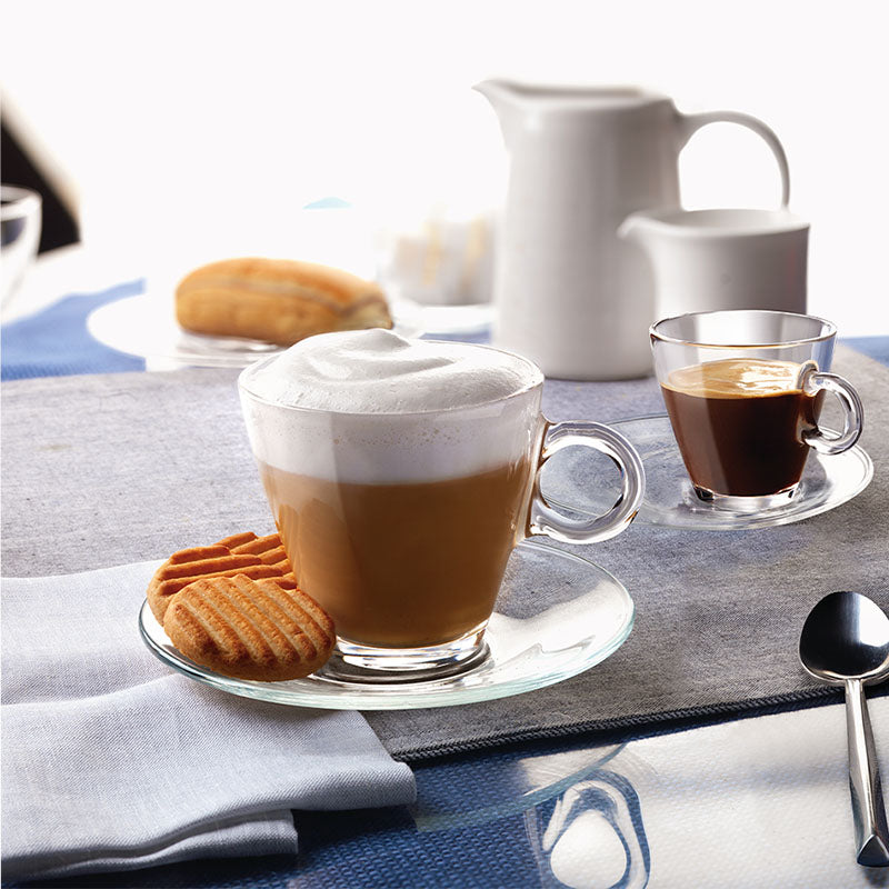 Bormioli Rocco Easy Bar Piattino Tazza In Vetro Temperato Set 6 Pezzi