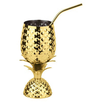 50 Cl Paderno Pineapple Bicchiere Cocktail Con Cannuccia In Acciaio Inox