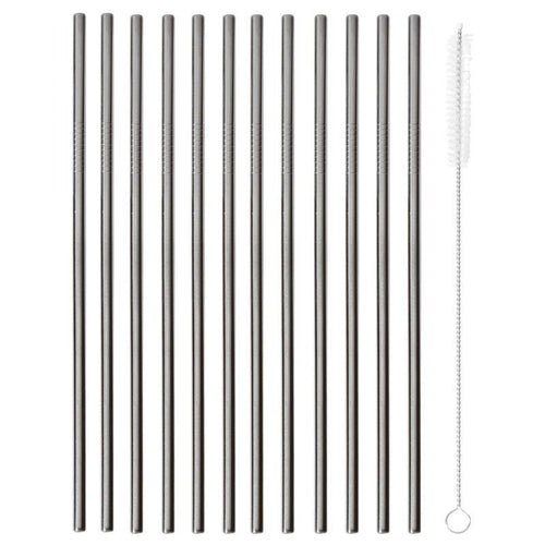 21 5 Cm Paderno Cannucce Riutilizzabili Dritte In Acciaio Inox Con Scovolino Set 12 Pz