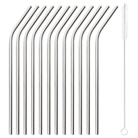 21 5 Cm Paderno Cannucce Riutilizzabili Curve In Acciaio Inox Con Scovolino Set 12 Pz