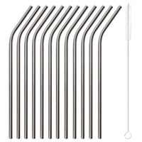 21 5 Cm Paderno Cannucce Riutilizzabili Curve In Acciaio Inox Con Scovolino Set 12 Pz