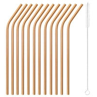 21 5 Cm Paderno Cannucce Riutilizzabili Curve In Acciaio Inox Con Scovolino Set 12 Pz