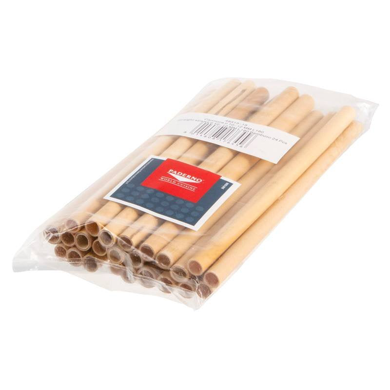 18 Cm Paderno Cannucce 10 12 Mm In Bambu Set 24 Pz
