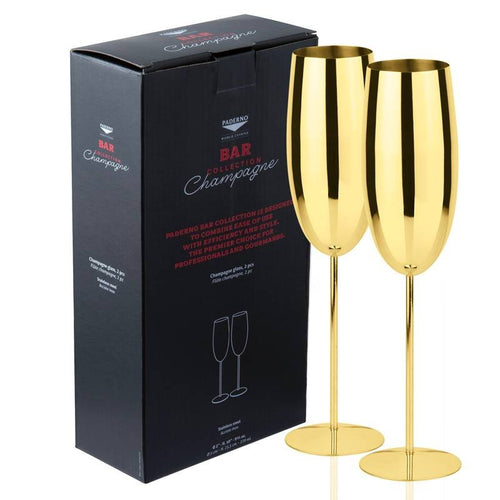 27 5 Cl Paderno Calici Flute In Acciaio Inox Set 2 Pz