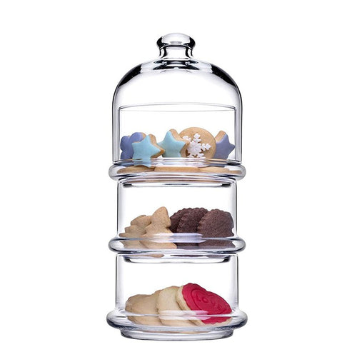 12 Cm Pasabahce Patisserie Coppette Con Cupola Impilabili In Vetro Set 3 Pezzi