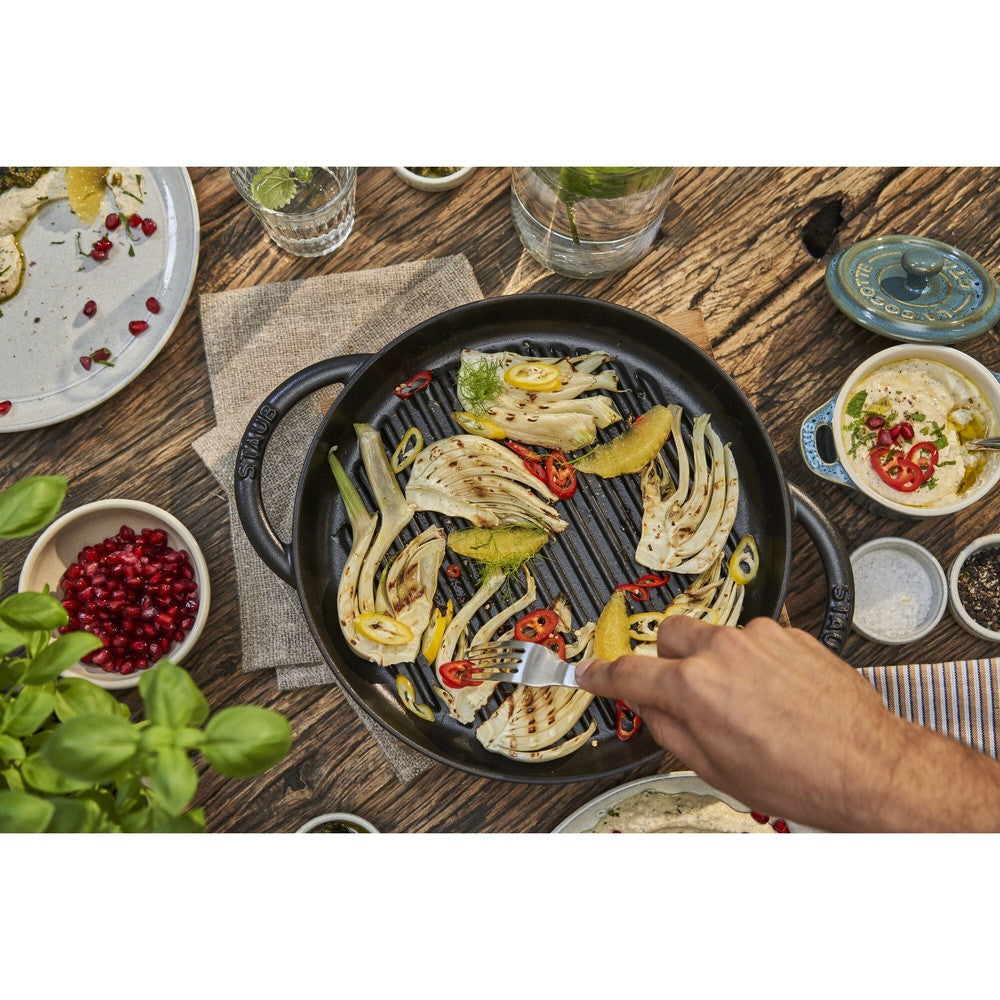 26 cm - Staub Grill Pans Bistecchiera Rotonda In Ghisa
