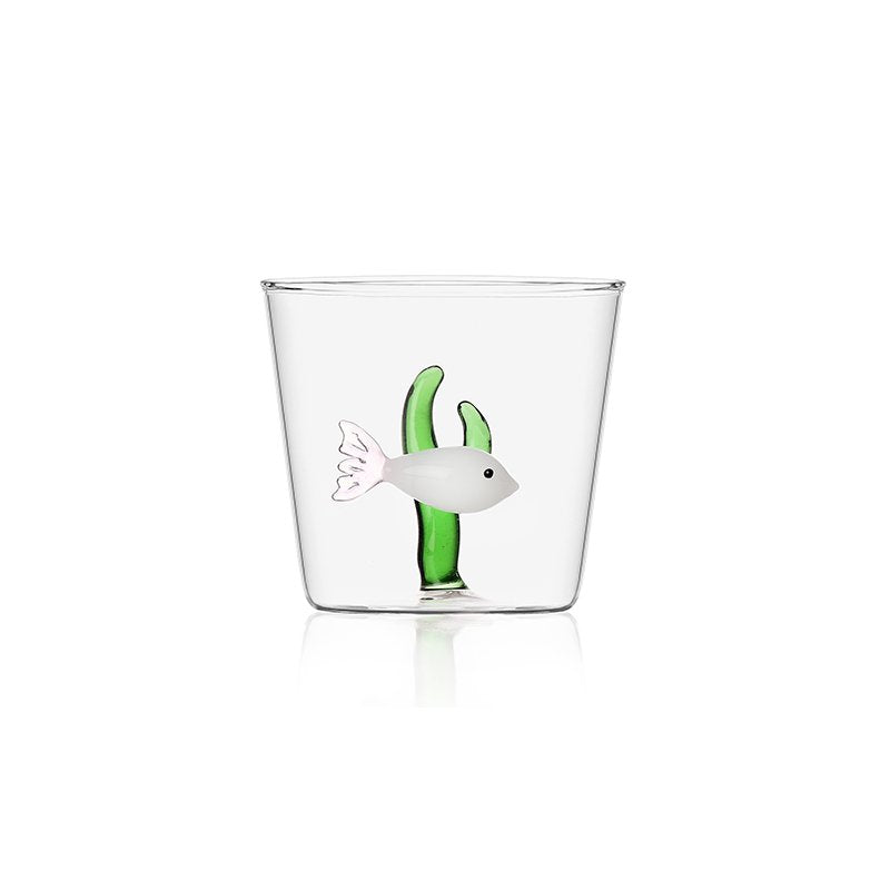 35 Cl Ichendorf Marine Garden Bicchiere Acqua Pesce Con Alga In Vetro Borosilicato