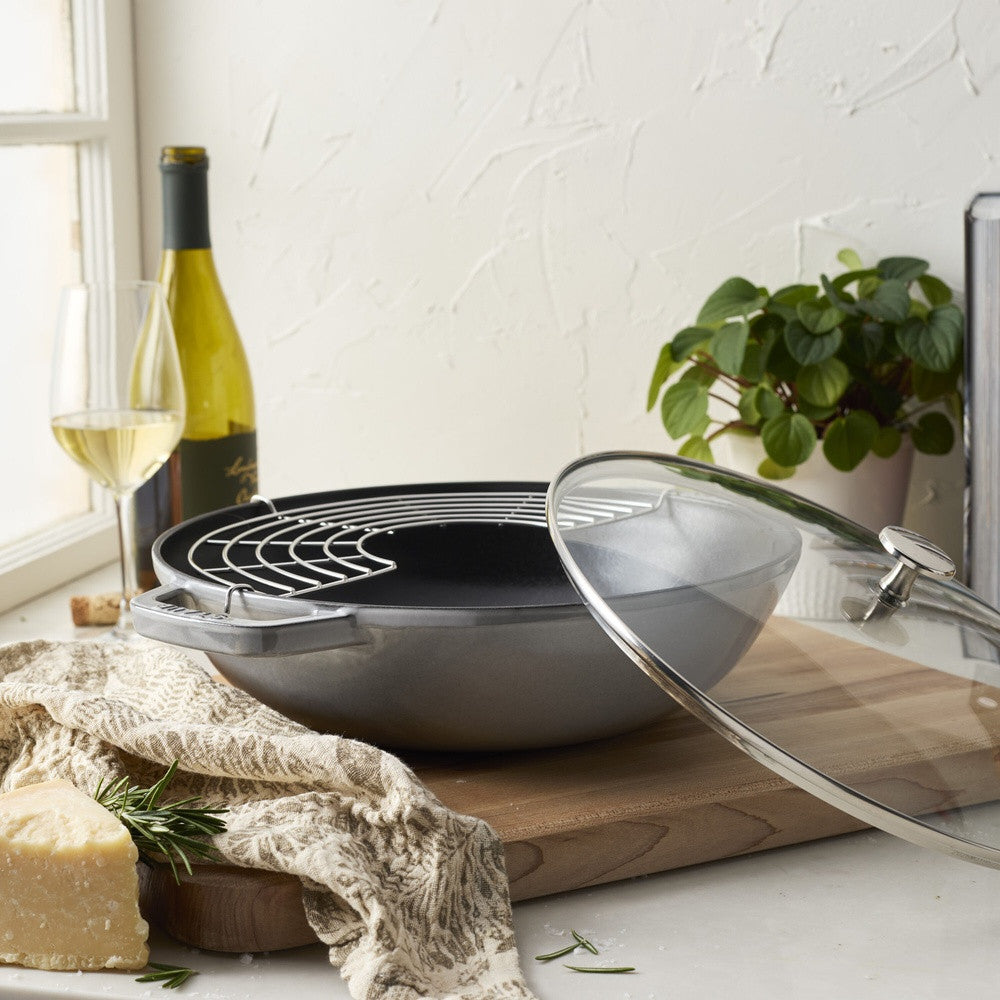 30 cm - Staub Specialities Wok Con Coperchio Rotondo In Ghisa
