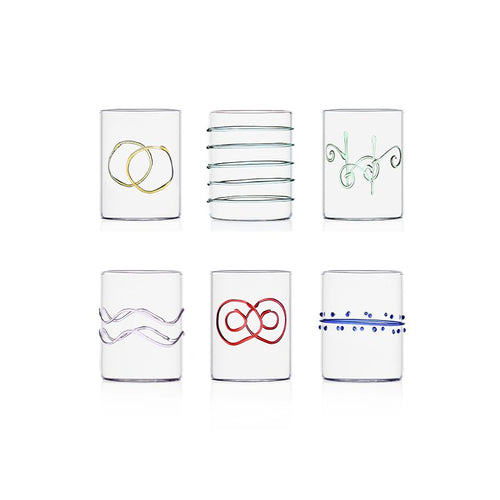 30 Cl Ichendorf Deco Bicchiere Acqua Forme Geometriche In Vetro Borosilicato Set 6 Pezzi