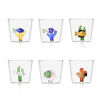 35 Cl Ichendorf Marine Garden Bicchiere Acqua Pesci Con Alghe In Vetro Borosilicato Set 6 Pezzi