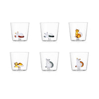 35 Cl Ichendorf Tabby Cat Bicchiere Acqua Gatti In Vetro Borosilicato Set 6 Pezzi