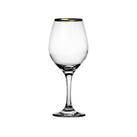 47 Cl Pasabahce Golden Touch Calice Vino Rosso Bordo Dorato In Vetro Set 6 Pezzi