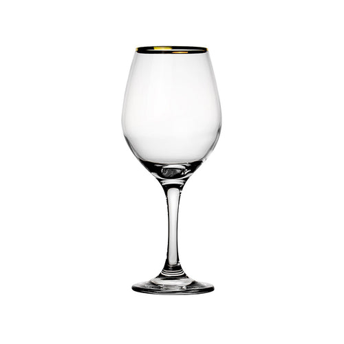 47 Cl Pasabahce Golden Touch Calice Vino Rosso Bordo Dorato In Vetro Set 6 Pezzi
