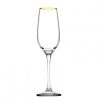 20 Cl Pasabahce Golden Touch Calice Flute Bordo Dorato In Vetro Set 6 Pezzi