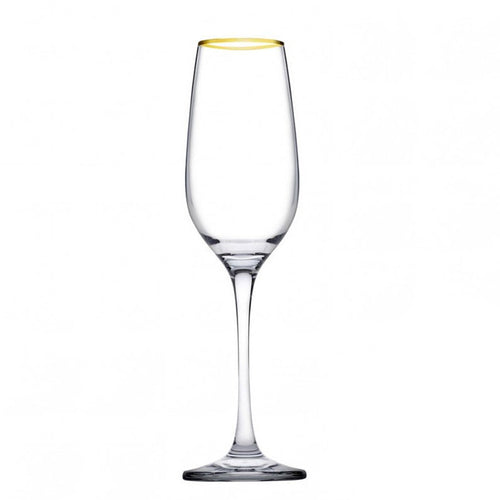 20 Cl Pasabahce Golden Touch Calice Flute Bordo Dorato In Vetro Set 6 Pezzi