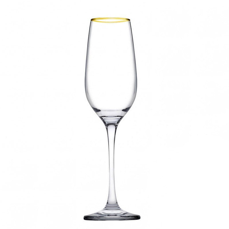 20 Cl Pasabahce Golden Touch Calice Flute Bordo Dorato In Vetro Set 6 Pezzi