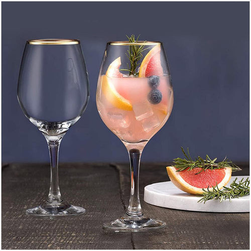 36 5 Cl Pasabahce Golden Touch Calice Vino Bianco Bordo Dorato In Vetro Set 6 Pezzi