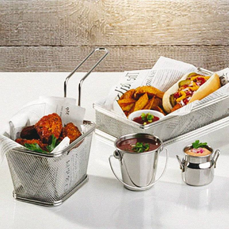 13X10 Cm Paderno Tableware Buffet And Display Cestello Porta Snack In Acciaio Inox