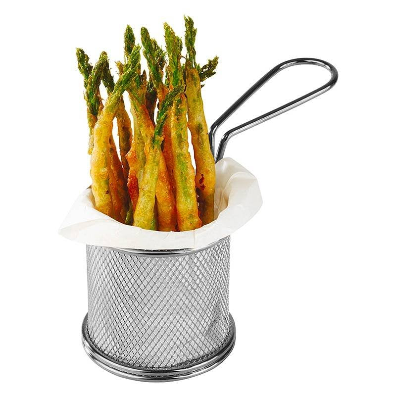8 Cm Paderno Tableware Buffet And Display Cestello Porta Snack Rotondo In Acciaio Inox