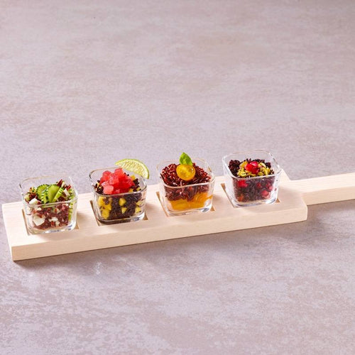 6 8 Cl Paderno Happy Hour Coppette Per Aperitivo Con Supporto Vassoio In Legno Set 5 Pz