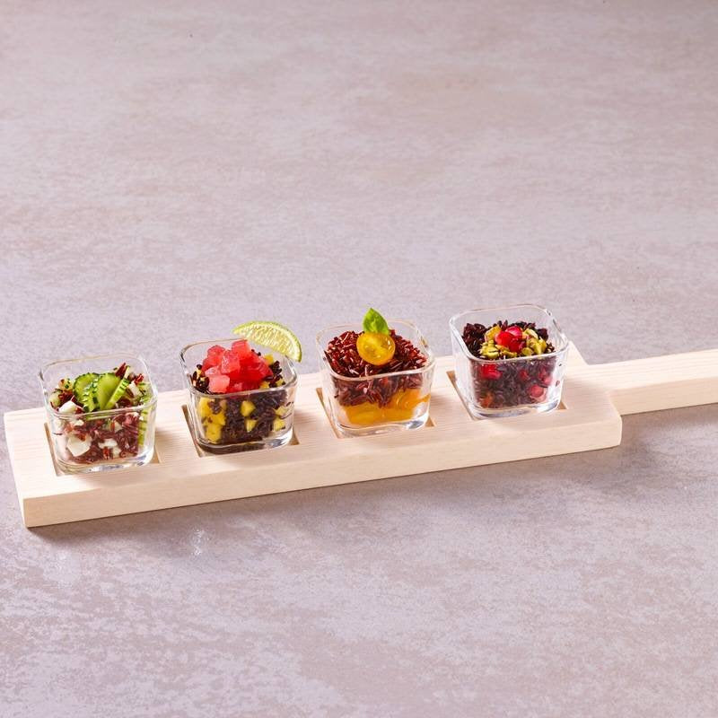 6 8 Cl Paderno Happy Hour Coppette Per Aperitivo Con Supporto Vassoio In Legno Set 5 Pz