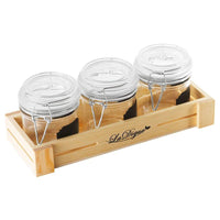 10 Cl Paderno Happy Hour Vasetti Per Aperitivo Con Supporto Vassoio In Legno Set 4 Pz