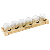 20 Cl Paderno Happy Hour Vasetti Per Aperitivo Con Supporto Vassoio In Legno Set 7 Pz