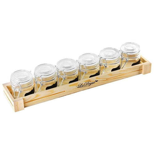 20 Cl Paderno Happy Hour Vasetti Per Aperitivo Con Supporto Vassoio In Legno Set 7 Pz