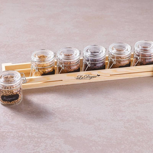 20 Cl Paderno Happy Hour Vasetti Per Aperitivo Con Supporto Vassoio In Legno Set 7 Pz