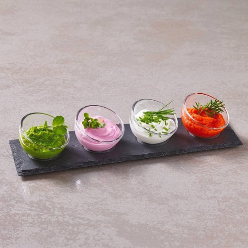 4 3 Cl Paderno Happy Hour Coppette Per Aperitivo Con Supporto Vassoio In Ardesia Set 5 Pz