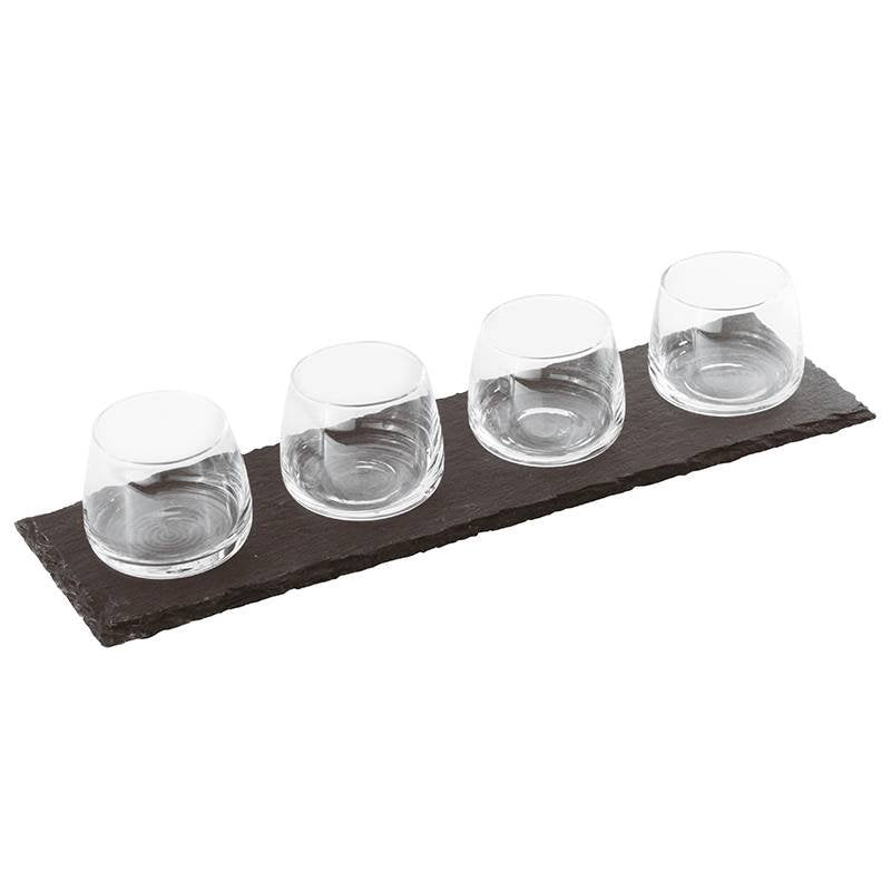 11 Cl Paderno Happy Hour Coppette Per Aperitivo Con Supporto Vassoio In Ardesia Set 5 Pz