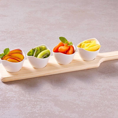 Paderno Happy Hour Coppette Per Aperitivo Ovali Con Supporto In Legno Set 4 Pz