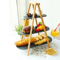 25X4 5 Cm Paderno Tableware Buffet And Display Alzata 3 Piani In Legno E Ardesia