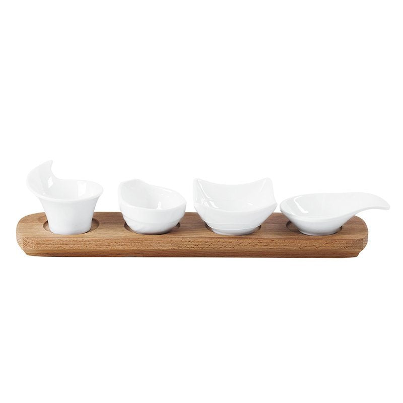 36X8 Cm Paderno Happy Hour Vassoio Porta Snack Con Inserti In Legno