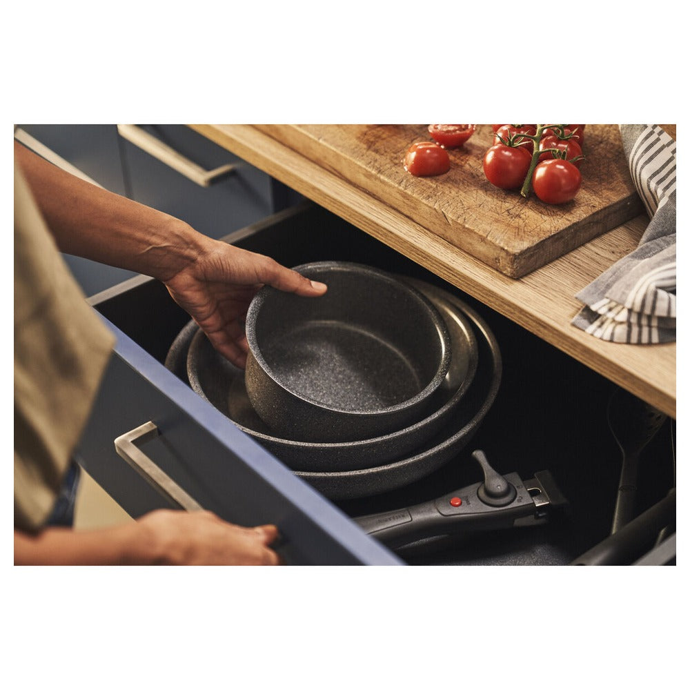 Ballarini Torre Set Padelle e Casseruole Antiaderente Ceramico In Alluminio Con Manico Rimovibile - Set 4 Pz