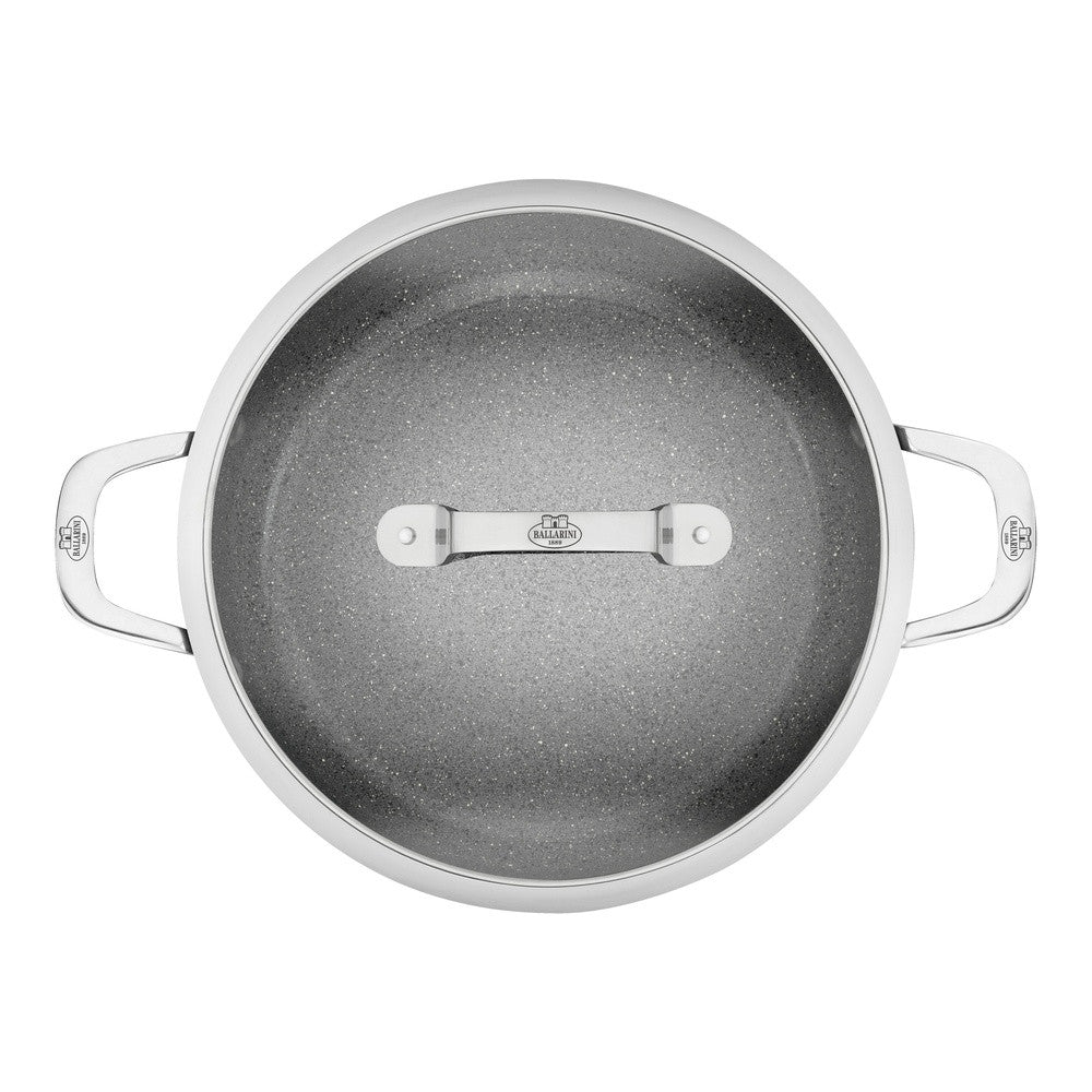 28 cm - Ballarini Salina Ceramic Tegame Basso Antiaderente Con Coperchio In Alluminio